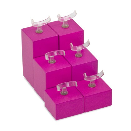 6 Holzklötze in Pink, Deko-Set, Display Set zur Schaufenstergestaltung und Dekoration