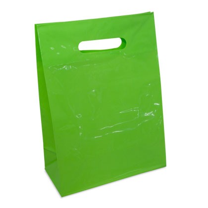 Kunststofftragetasche in grün für den Einzelhandel, für Geschenke und Kosmetik