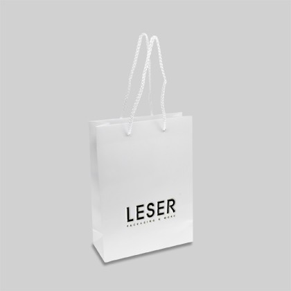 Weisse Papiertragetasche als Werbemittel für Messen, Events oder für Geschenke
